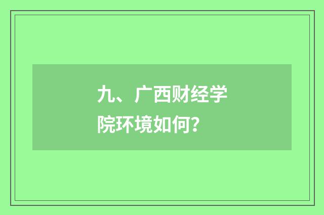 九、广西财经学院环境如何?