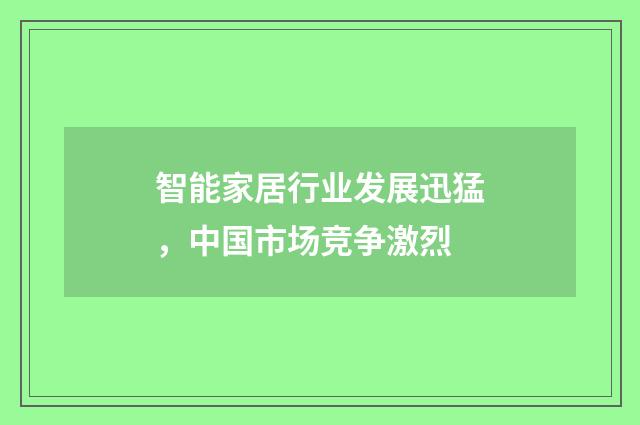 智能家居行业发展迅猛，中国市场竞争激烈
