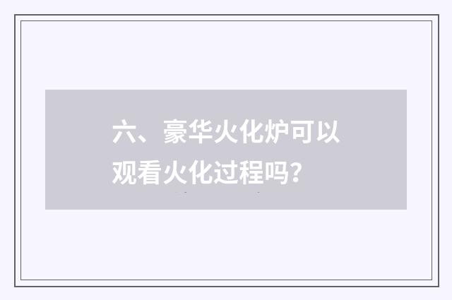 六、豪华火化炉可以观看火化过程吗?