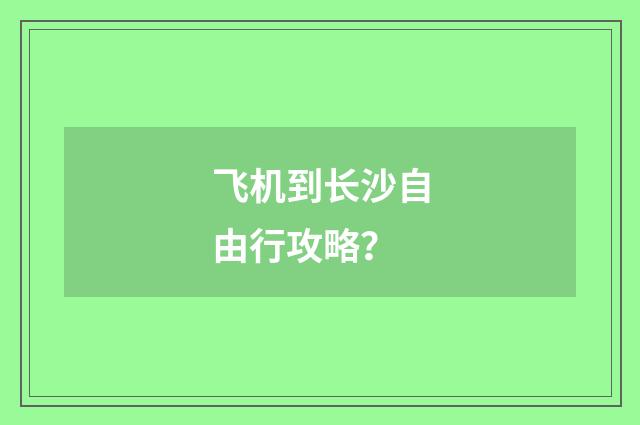 飞机到长沙自由行攻略?