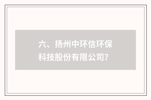 六、扬州中环信环保科技股份有限公司？
