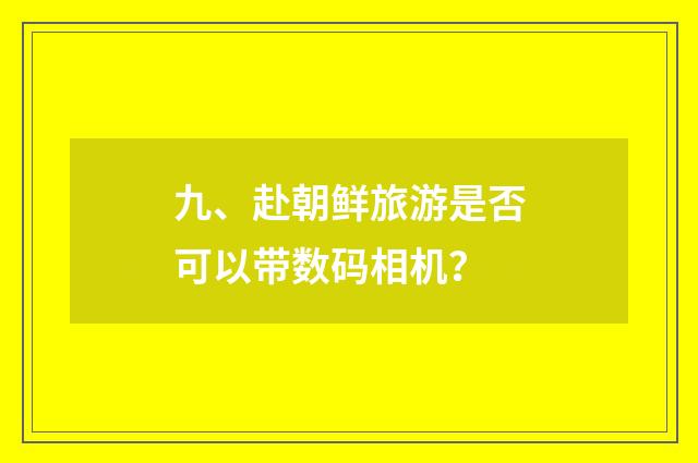 九、赴朝鲜旅游是否可以带数码相机？