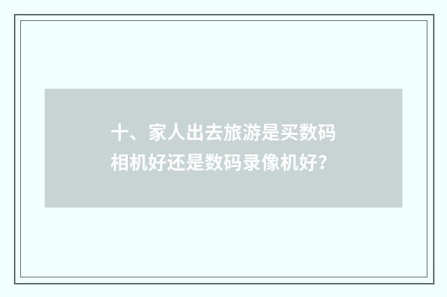 十、家人出去旅游是买数码相机好还是数码录像机好？