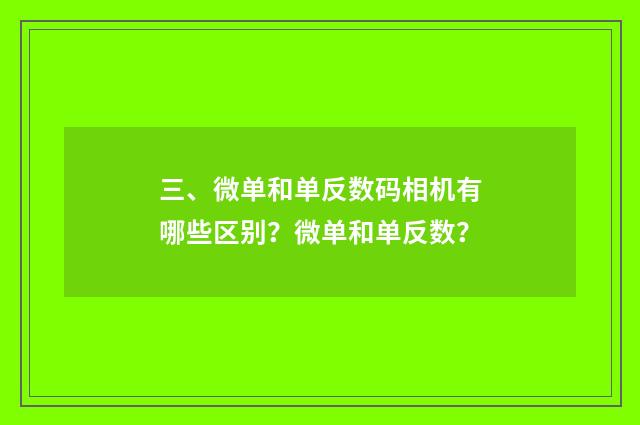 三、微单和单反数码相机有哪些区别?微单和单反数?