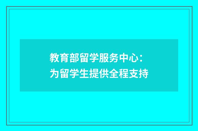 教育部留学服务中心：为留学生提供全程支持