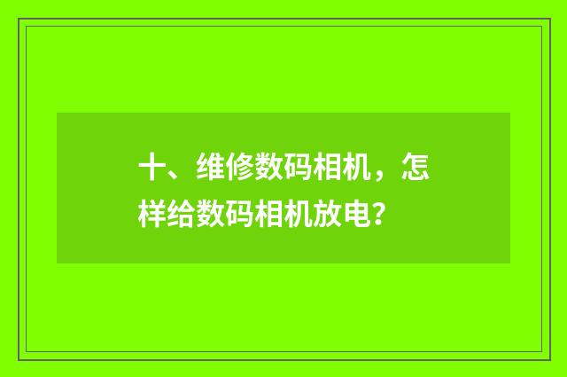 十、维修数码相机，怎样给数码相机放电？