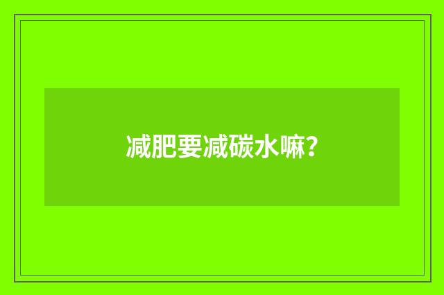 减肥要减碳水嘛？