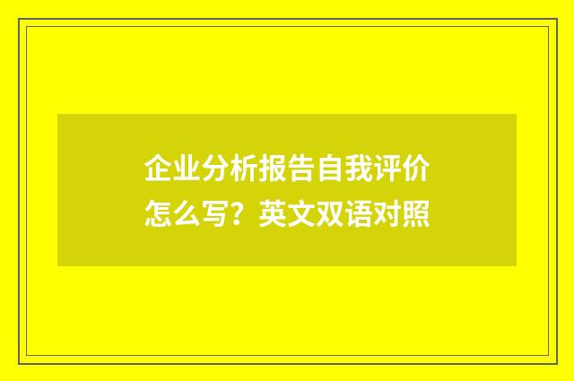 企业分析报告自我评价怎么写？英文双语对照