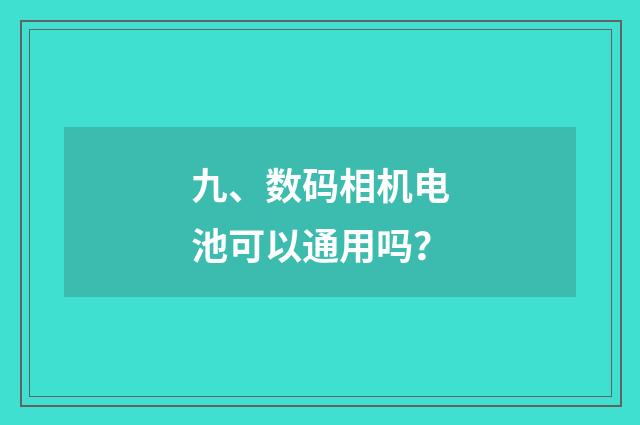 九、数码相机电池可以通用吗？