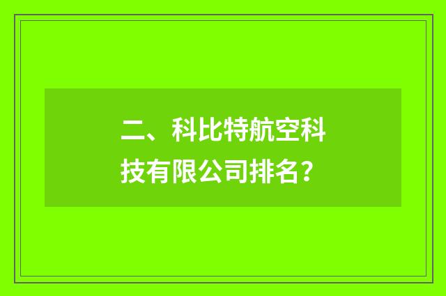 二、科比特航空科技有限公司排名?