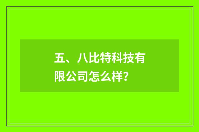 五、八比特科技有限公司怎么样?