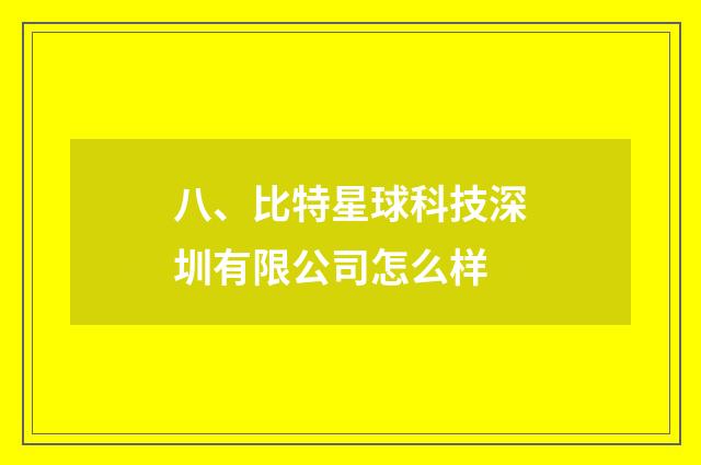 八、比特星球科技深圳有限公司怎么样
