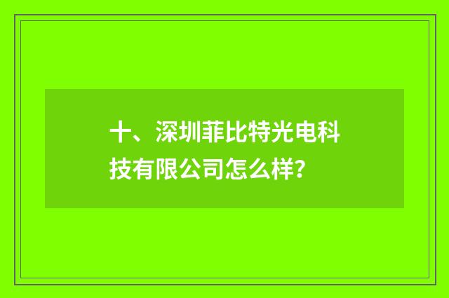 十、深圳菲比特光电科技有限公司怎么样？