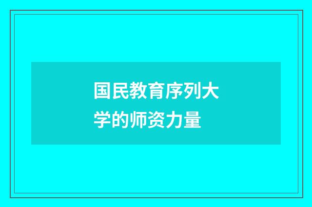 国民教育序列大学的师资力量