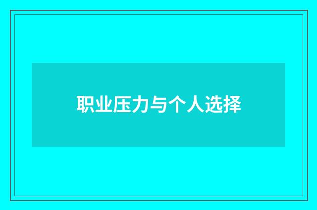 职业压力与个人选择