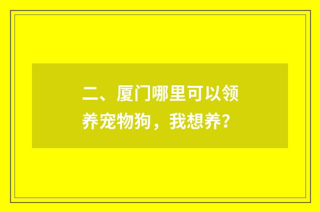 二、厦门哪里可以领养宠物狗，我想养？