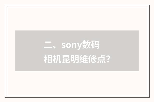 二、sony数码相机昆明维修点?