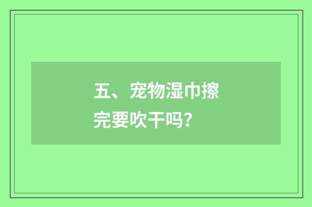 五、宠物湿巾擦完要吹干吗？