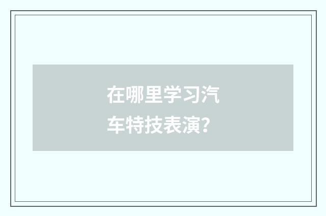 在哪里学习汽车特技表演？