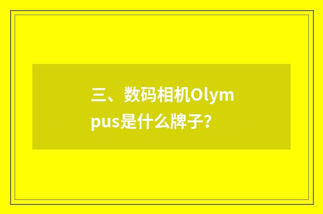 三、数码相机Olympus是什么牌子？