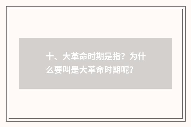 十、大革命时期是指？为什么要叫是大革命时期呢？