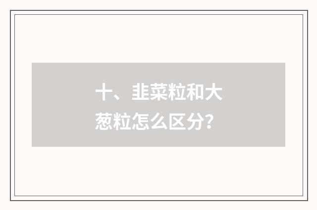 十、韭菜粒和大葱粒怎么区分?