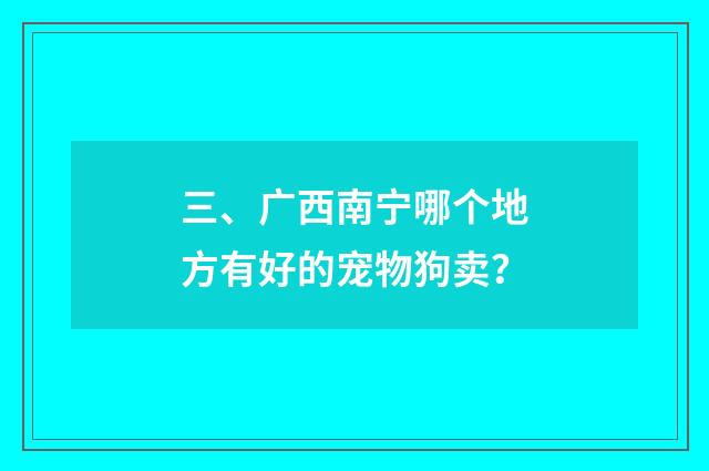 三、广西南宁哪个地方有好的宠物狗卖?