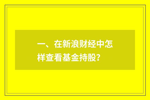 一、在新浪财经中怎样查看基金持股？