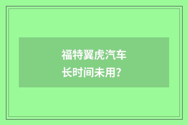 福特翼虎汽车长时间未用?