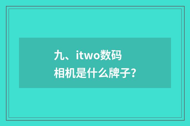 九、itwo数码相机是什么牌子？