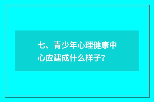 七、青少年心理健康中心应建成什么样子？