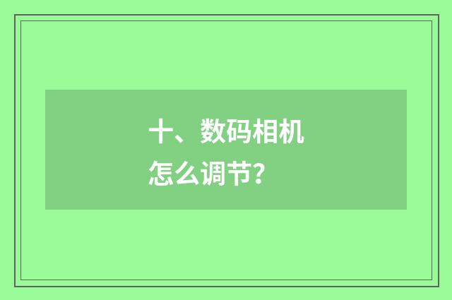 十、数码相机怎么调节？