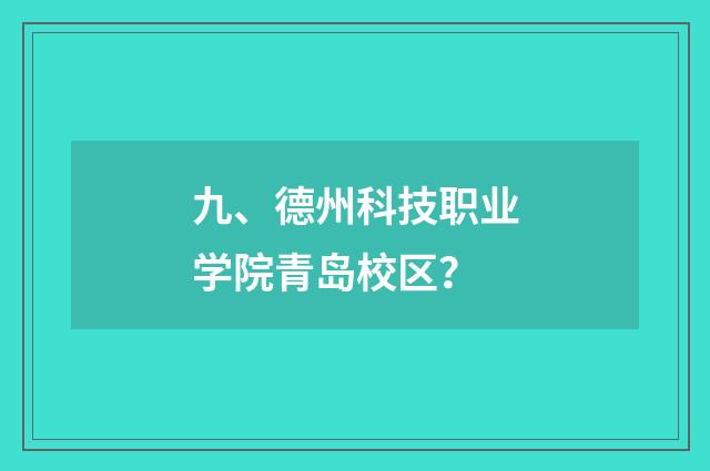 九、德州科技职业学院青岛校区？