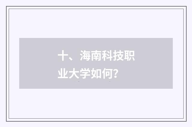 十、海南科技职业大学如何?