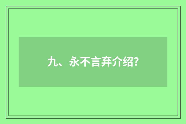 九、永不言弃介绍?