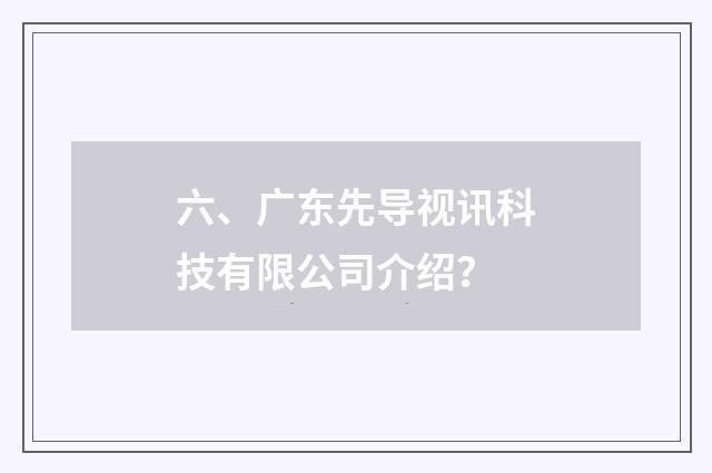 六、广东先导视讯科技有限公司介绍?