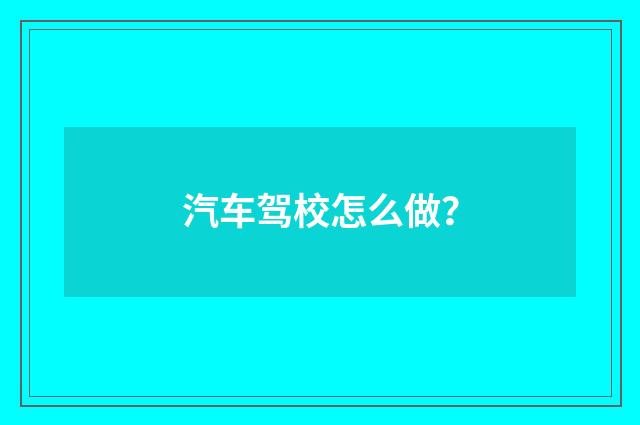 汽车驾校怎么做?