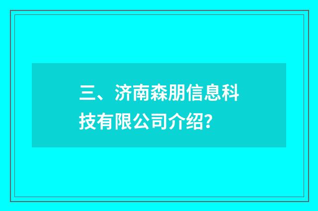 三、济南森朋信息科技有限公司介绍？