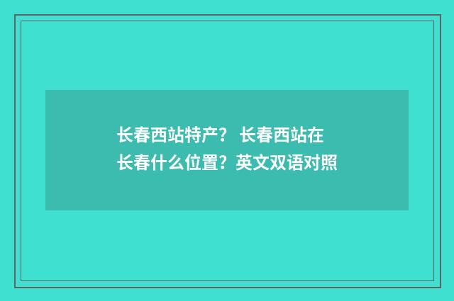 长春西站特产？ 长春西站在长春什么位置？英文双语对照