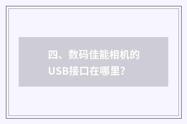 四、数码佳能相机的USB接口在哪里？