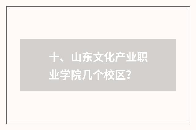 十、山东文化产业职业学院几个校区?