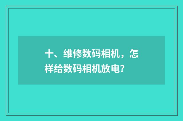 十、维修数码相机，怎样给数码相机放电？