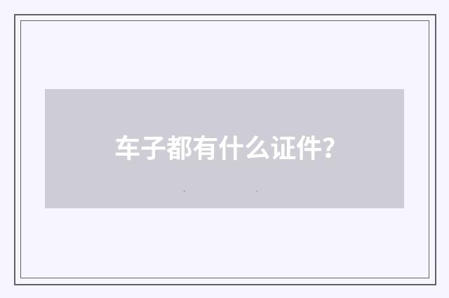 车子都有什么证件？