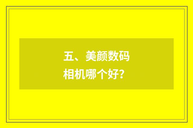 五、美颜数码相机哪个好？