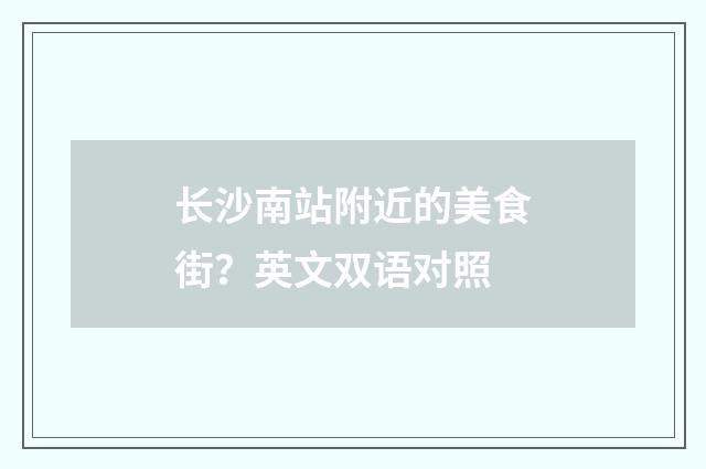 长沙南站附近的美食街？英文双语对照