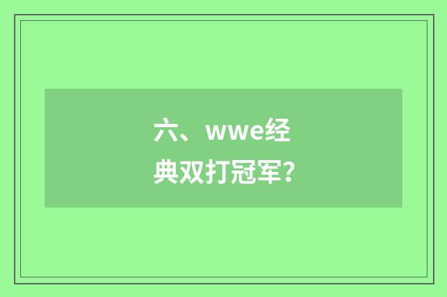 六、wwe经典双打冠军?