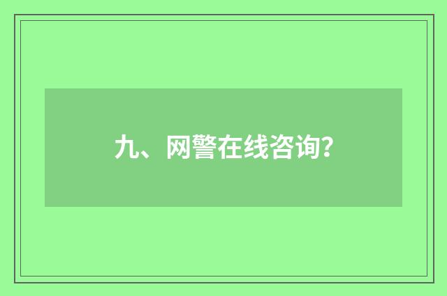 九、网警在线咨询?