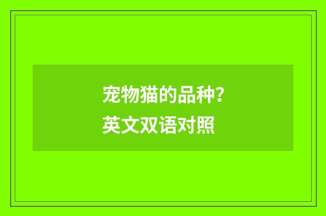 宠物猫的品种？英文双语对照