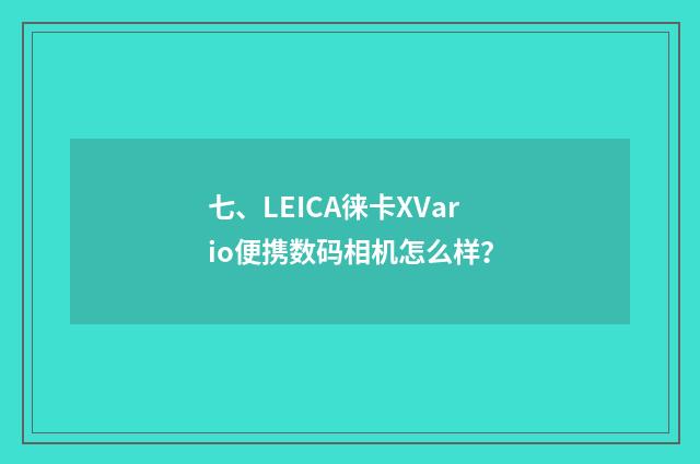七、LEICA徕卡XVario便携数码相机怎么样？