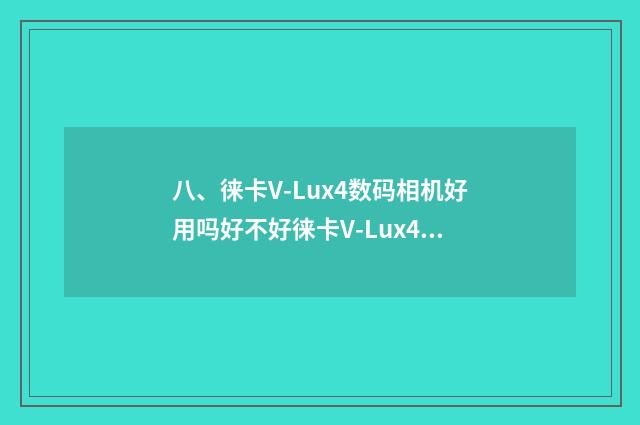 八、徕卡V-Lux4数码相机好用吗好不好徕卡V-Lux4数码相机优缺点？